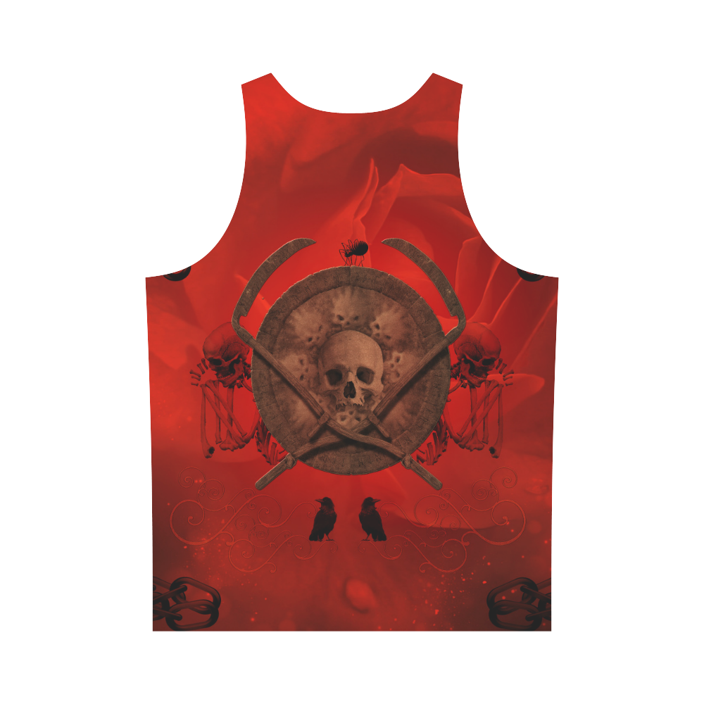 Skulls on red vintage background All Over Print Tank Top for Men (Model T43)