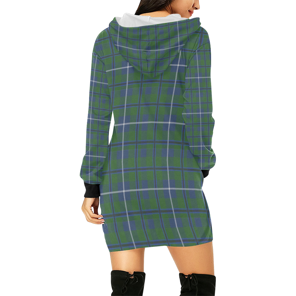 Douglas Tartan All Over Print Hoodie Mini Dress (Model H27)