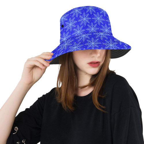 Blue Snowflakes All Over Print Bucket Hat