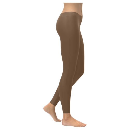 Shiny Brown Metallic Women's Low Rise Leggings (Invisible Stitch) (Model L05)