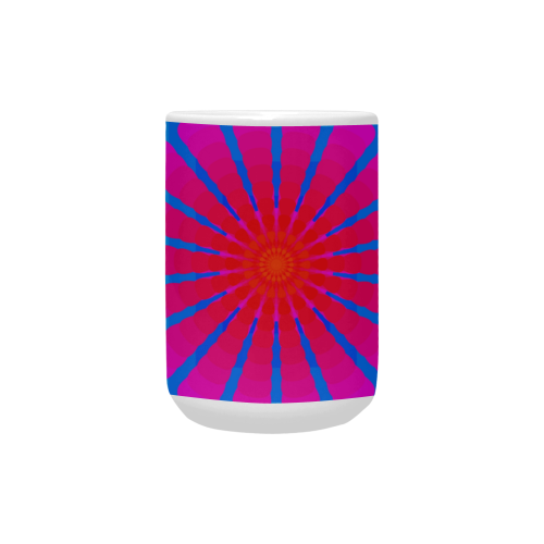 Pink red flower on tirquise multiple squares Custom Ceramic Mug (15OZ)