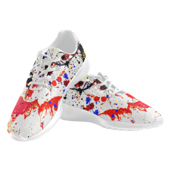 Blue & Red Paint Splatter - White Men's Athletic Shoes (Model 0200)