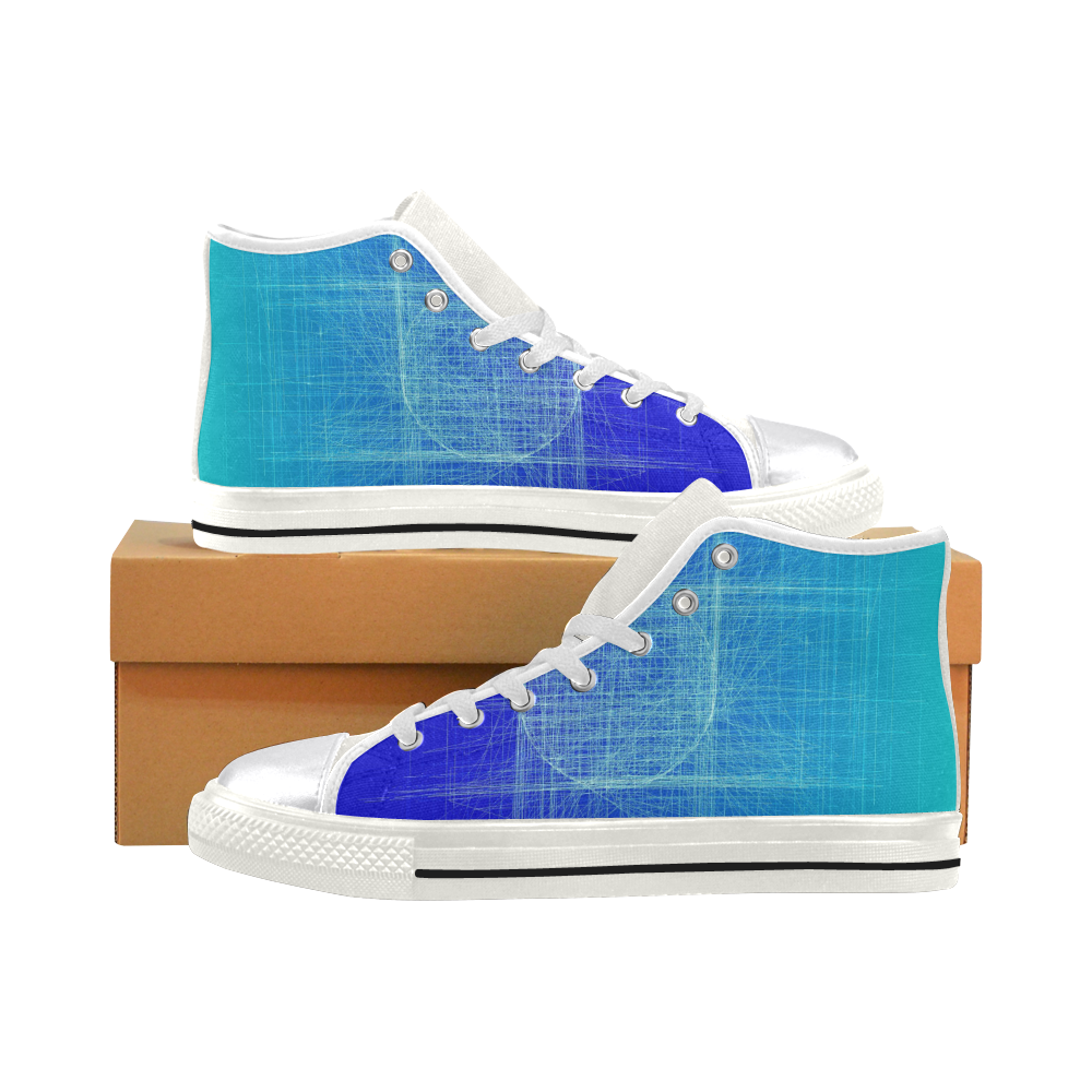 Frosty Blue Retro Glitch Women's Classic High Top Canvas Shoes (Model 017)