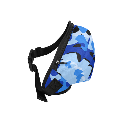 Camouflage Abstract Blue and Black Fanny Pack/Large (Model 1676)