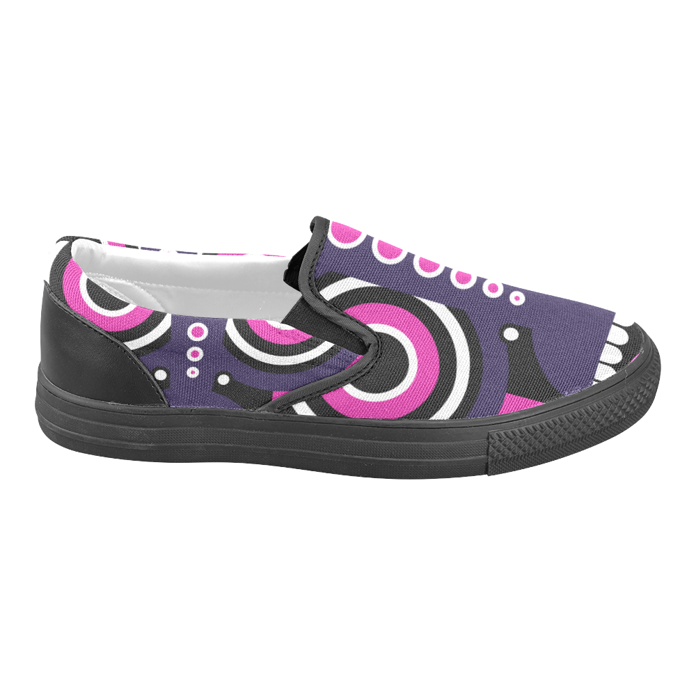 Pink Purple Tiki Tribal Slip-on Canvas Shoes for Men/Large Size (Model 019)