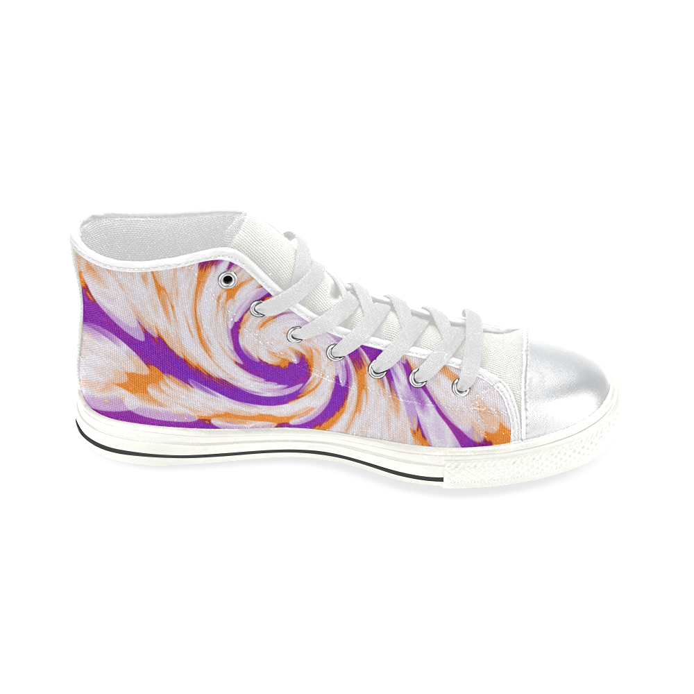 Purple Orange Tie Dye Swirl Abstract High Top Canvas Shoes for Kid (Model 017)