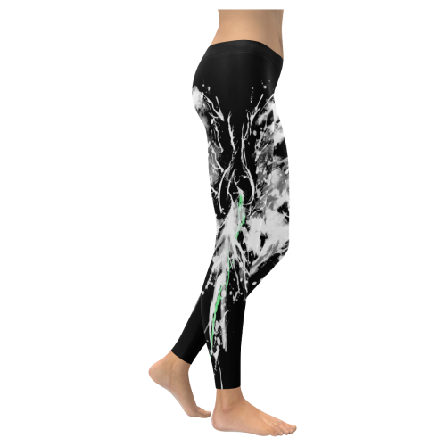 Phoenix - Abstract Painting Bird White 1 Women's Low Rise Leggings (Invisible Stitch) (Model L05)