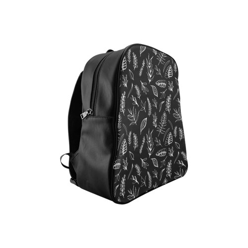 BLACK DANCING LEAVES School Backpack (Model 1601)(Medium)