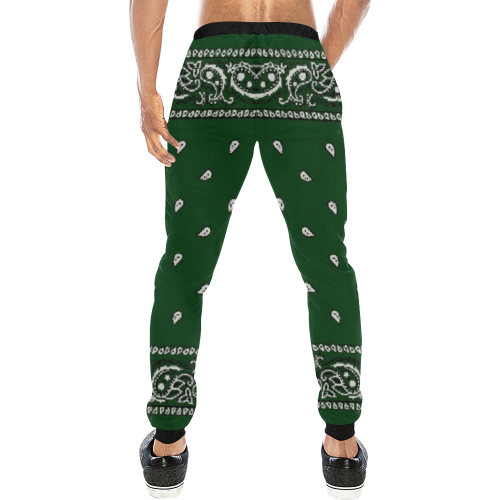 KERCHIEF PATTERN GREEN Men's All Over Print Sweatpants/Large Size (Model L11)