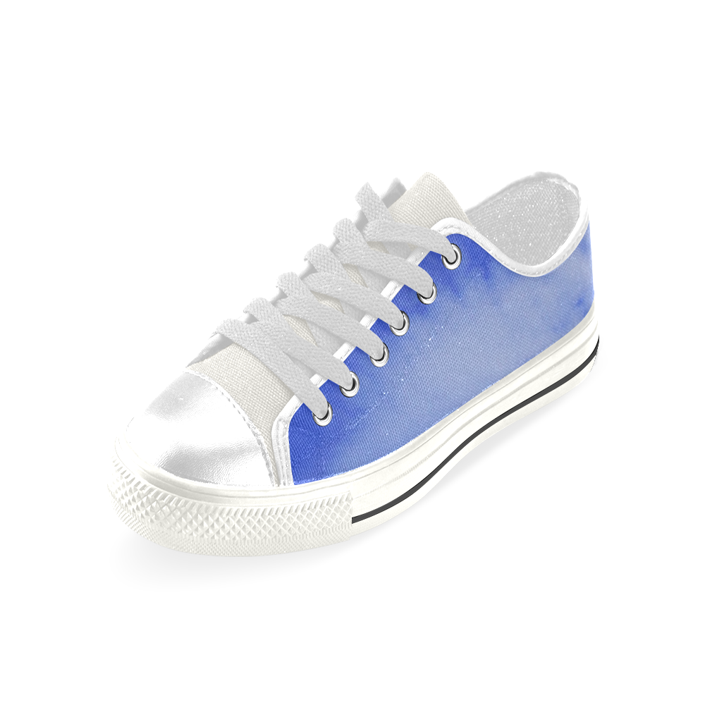 Blue Clouds Low Top Canvas Shoes for Kid (Model 018)