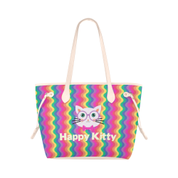 Rainbow ziczak Happy Kitty Clover Canvas Tote Bag (Model 1661)