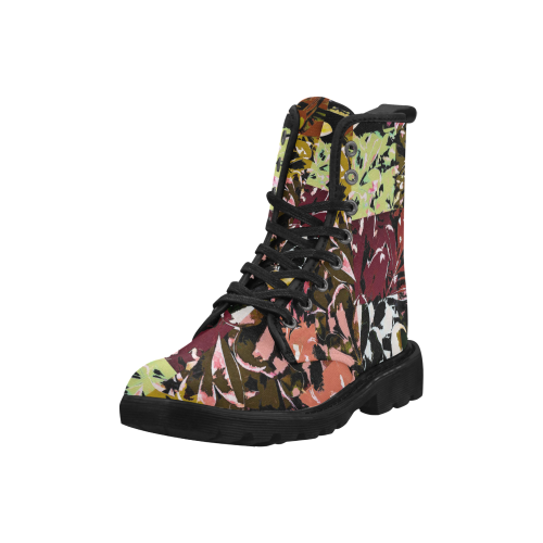Foliage Patchwork #6 by Jera Nour Martin Boots for Women (Black) (Model 1203H)