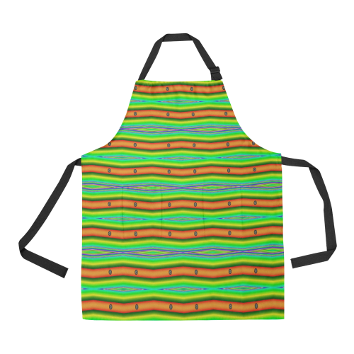 Bright Green Orange Stripes Pattern Abstract All Over Print Apron