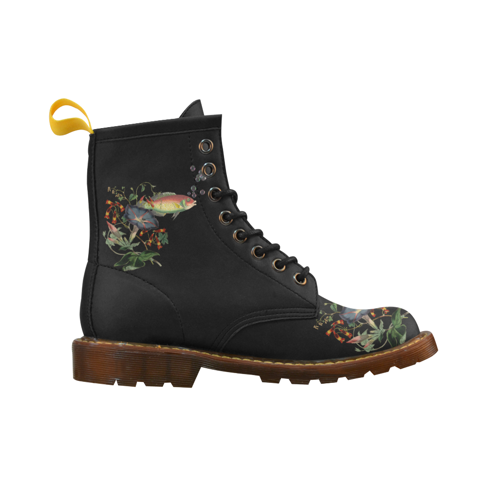 Fish With Flowers Surreal High Grade PU Leather Martin Boots For Women Model 402H