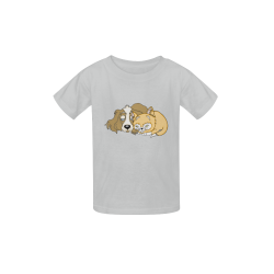 Napping Dog And Kitten Grey Kid's  Classic T-shirt (Model T22)