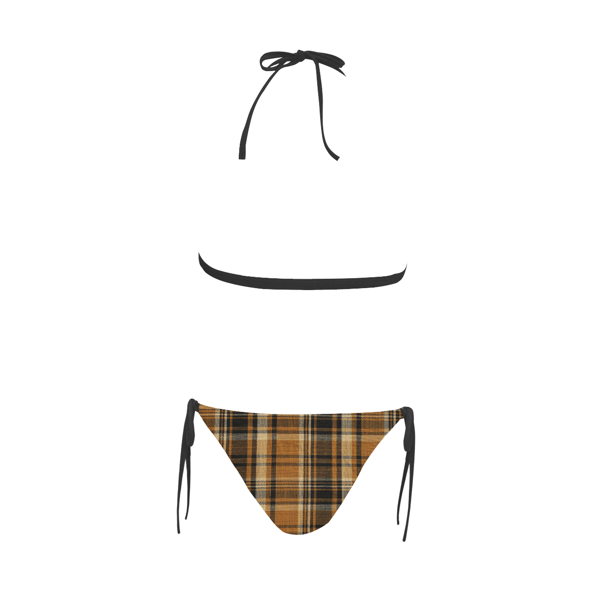 TARTAN DESIGN Buckle Front Halter Bikini Swimsuit (Model S08)