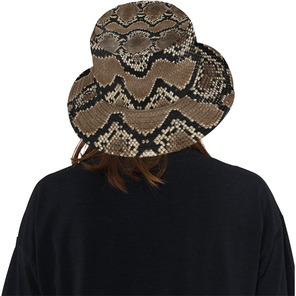 Snakeskin Pattern Dark Brown All Over Print Bucket Hat