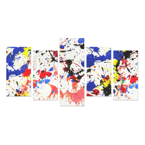 Blue and Red Paint Splatter Canvas Print Sets E (No Frame)