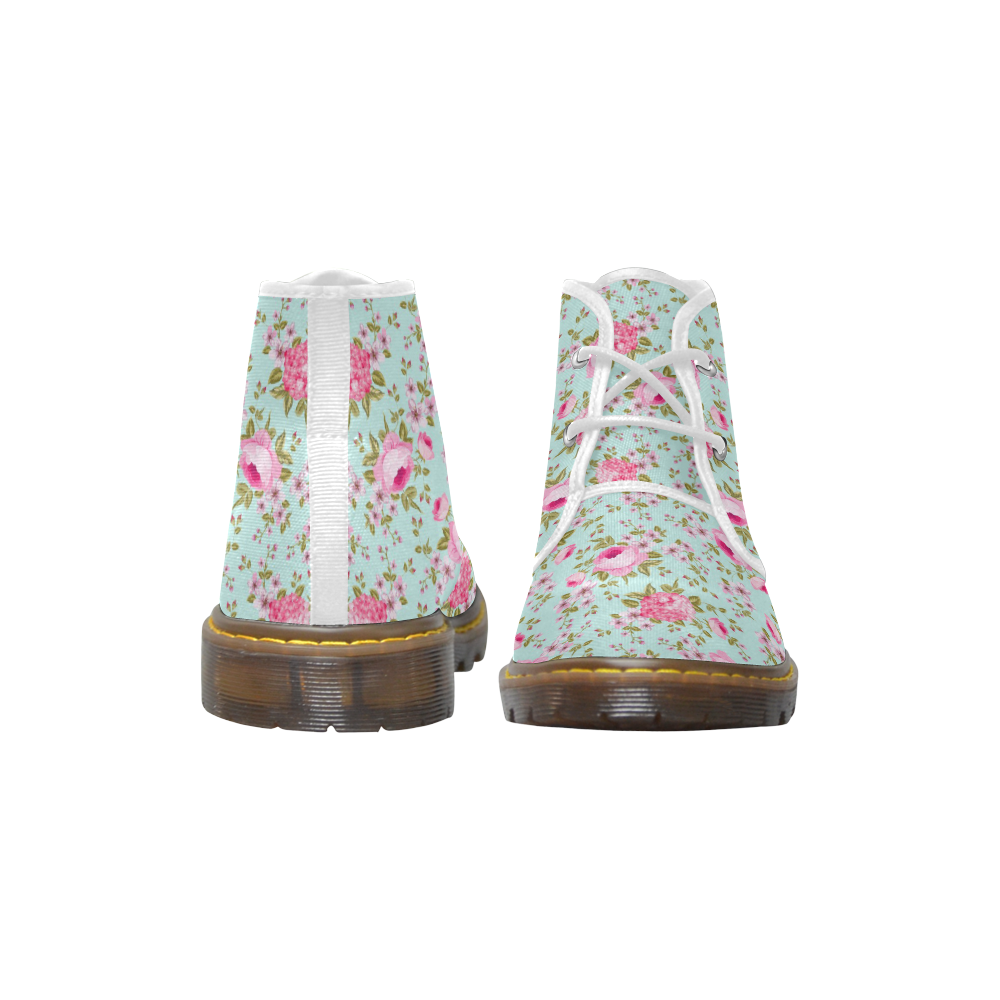 Peony Pattern Women's Canvas Chukka Boots (Model 2402-1)