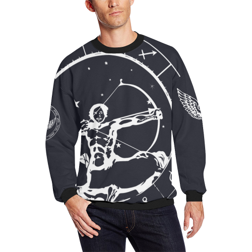 Sagittarius Dark Men's Oversized Fleece Crew Sweatshirt/Large Size(Model H18)