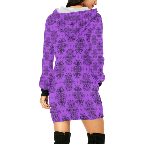 Wall Flower in Bodacious by Aleta All Over Print Hoodie Mini Dress (Model H27)