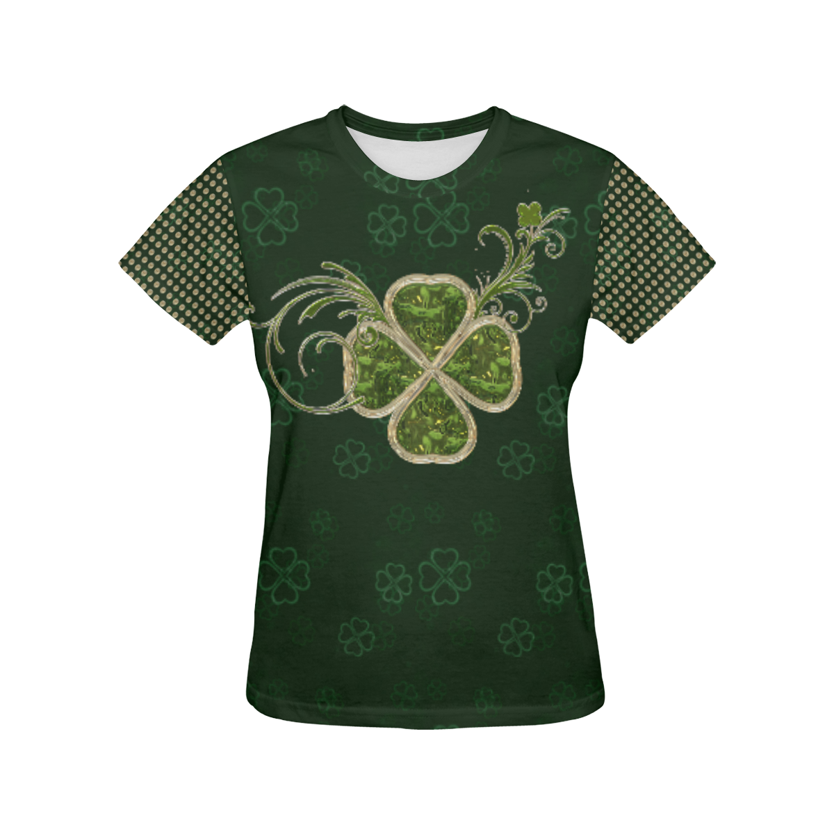 Elegant 4-Leaf Clover All Over Print T-Shirt for Women (USA Size) (Model T40)