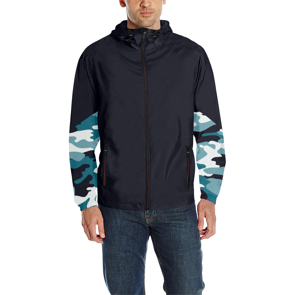 CAMO BACK All Over Print Quilted Windbreaker for Men (Model H35)