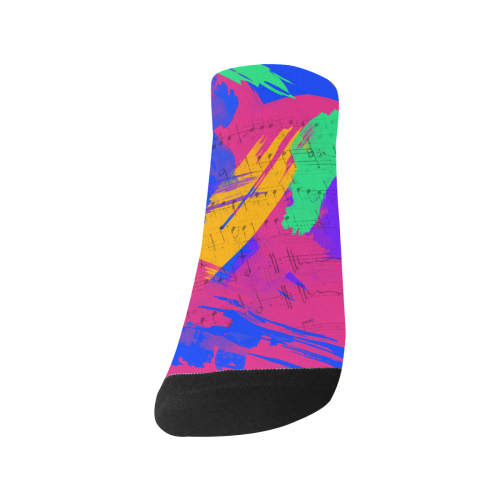 Groovy Paint Brush Strokes with Music Notes Men's Ankle Socks