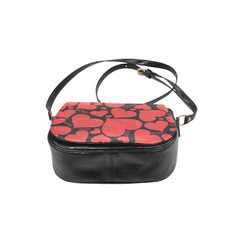 Love Red Hearts Classic Saddle Bag/Small (Model 1648)