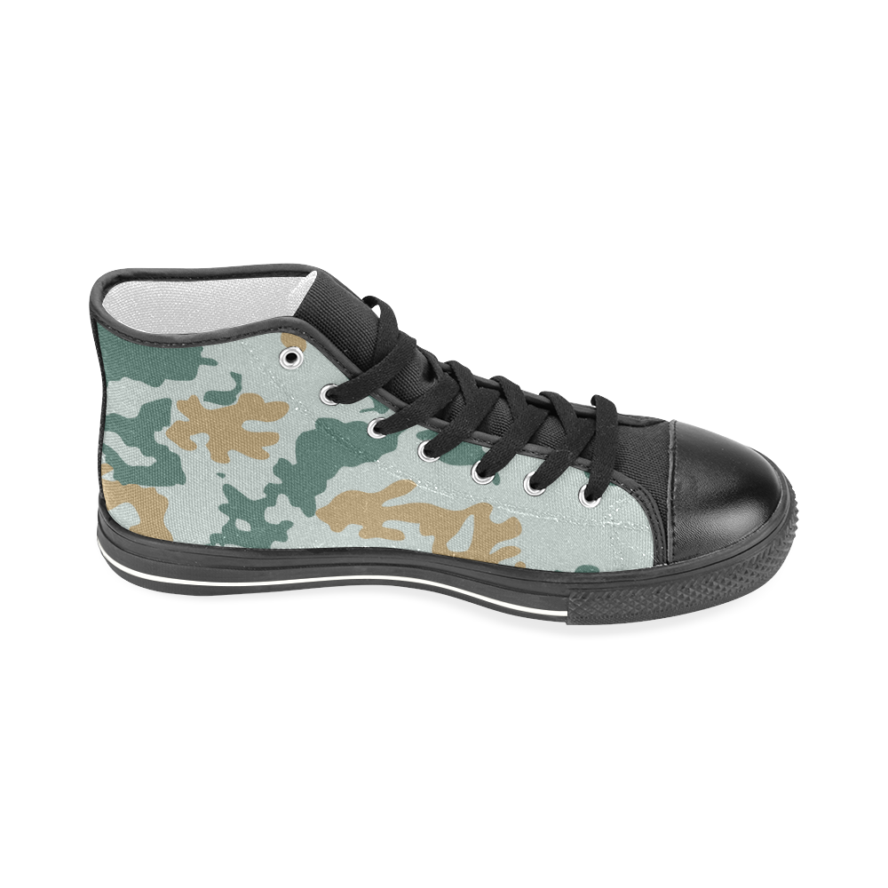 Green-brown camouflage Men’s Classic High Top Canvas Shoes (Model 017)