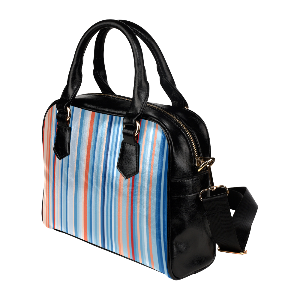 Blue and coral stripe 1 Shoulder Handbag (Model 1634)