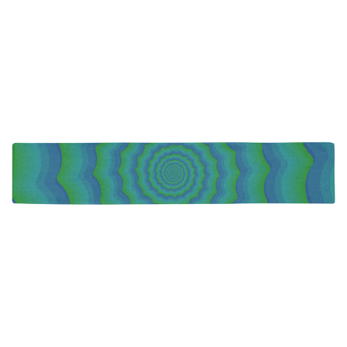 Green blue spiral Table Runner 14x72 inch