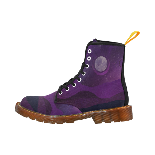 Purple Moon Night Custom Canvas Boots For Men Model 1203H