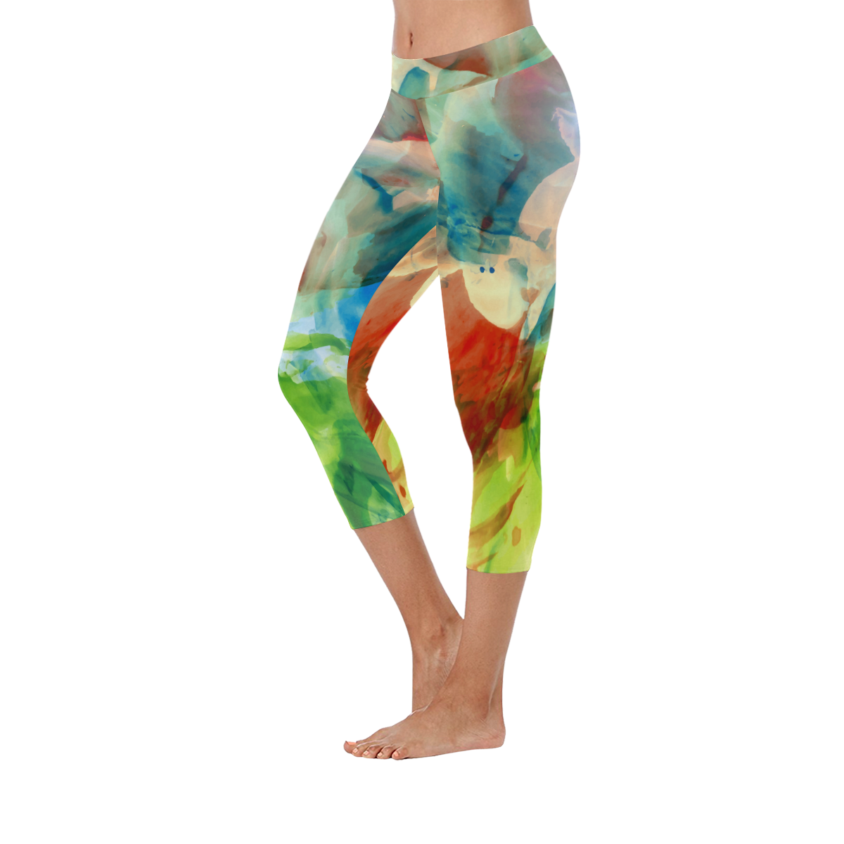 colorful Women's Low Rise Capri Leggings (Invisible Stitch) (Model L08)