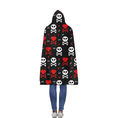 Skull and Crossbones Flannel Hooded Blanket 50''x60''