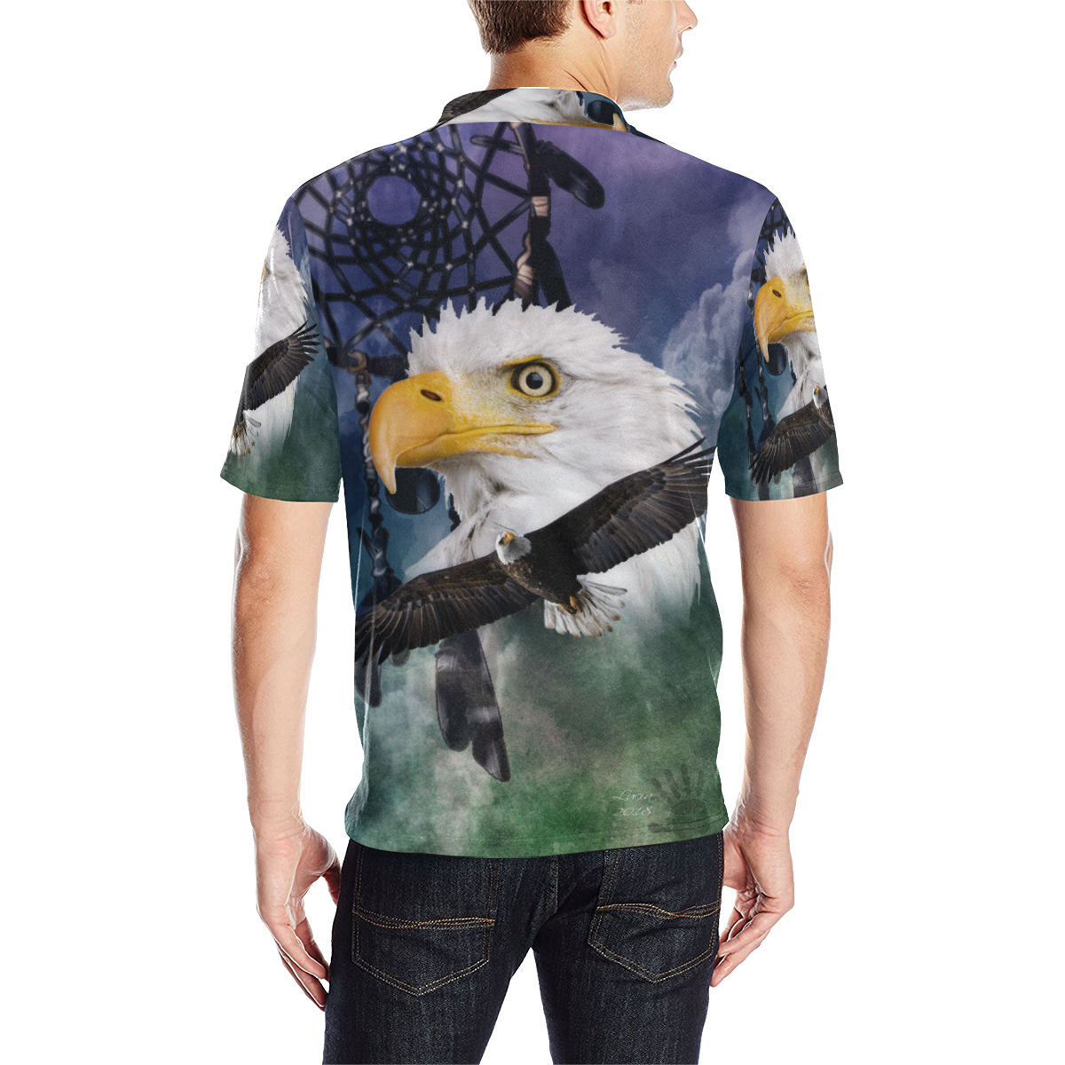 Shaman Eagle Spirit Men's All Over Print Polo Shirt (Model T55)