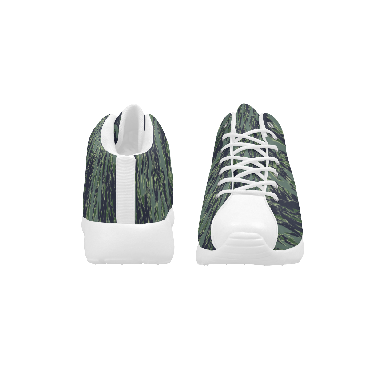 Jungle Tiger Stripe Green Camouflage Women's Basketball Training Shoes/Large Size (Model 47502)