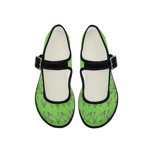 skeleton green Mila Satin Women's Mary Jane Shoes (Model 4808)