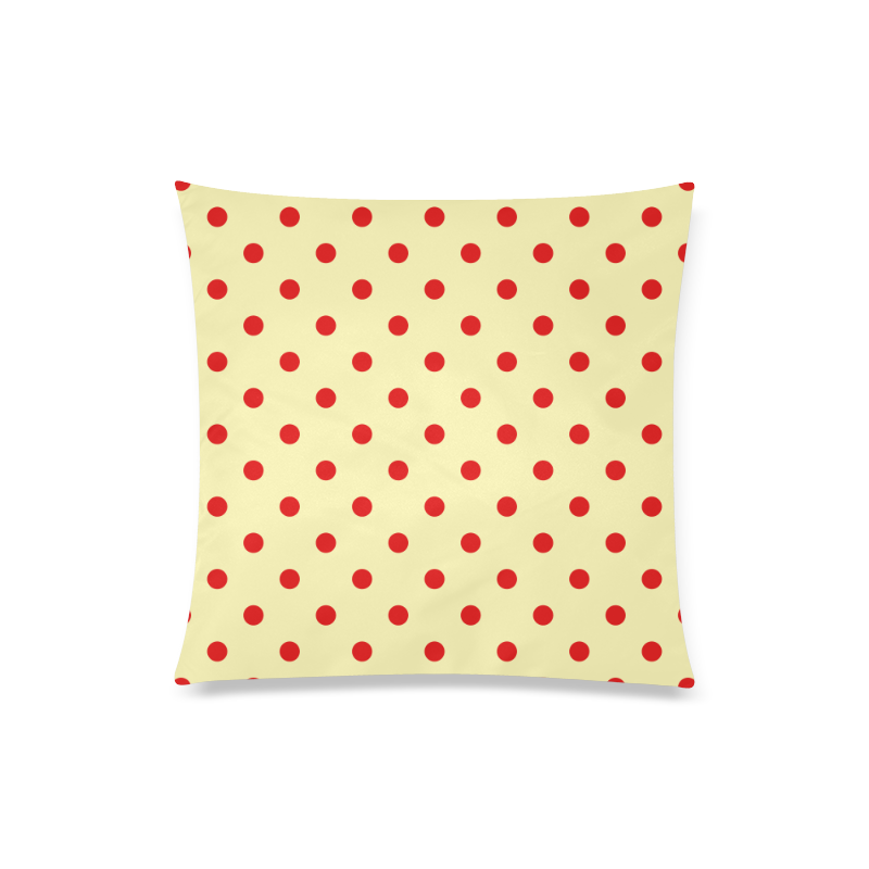 Polka Dots Red on Yellow Custom Zippered Pillow Case 20"x20"(Twin Sides)