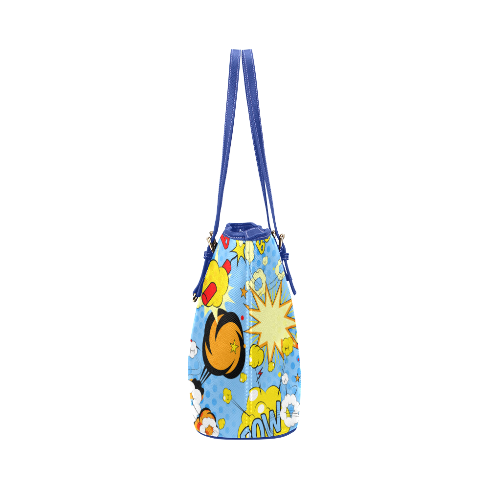Fairlings Delight's Pop Art Collection- Comic Bubbles 53086k3 Leather Tote Bag/Small (Model 1651)