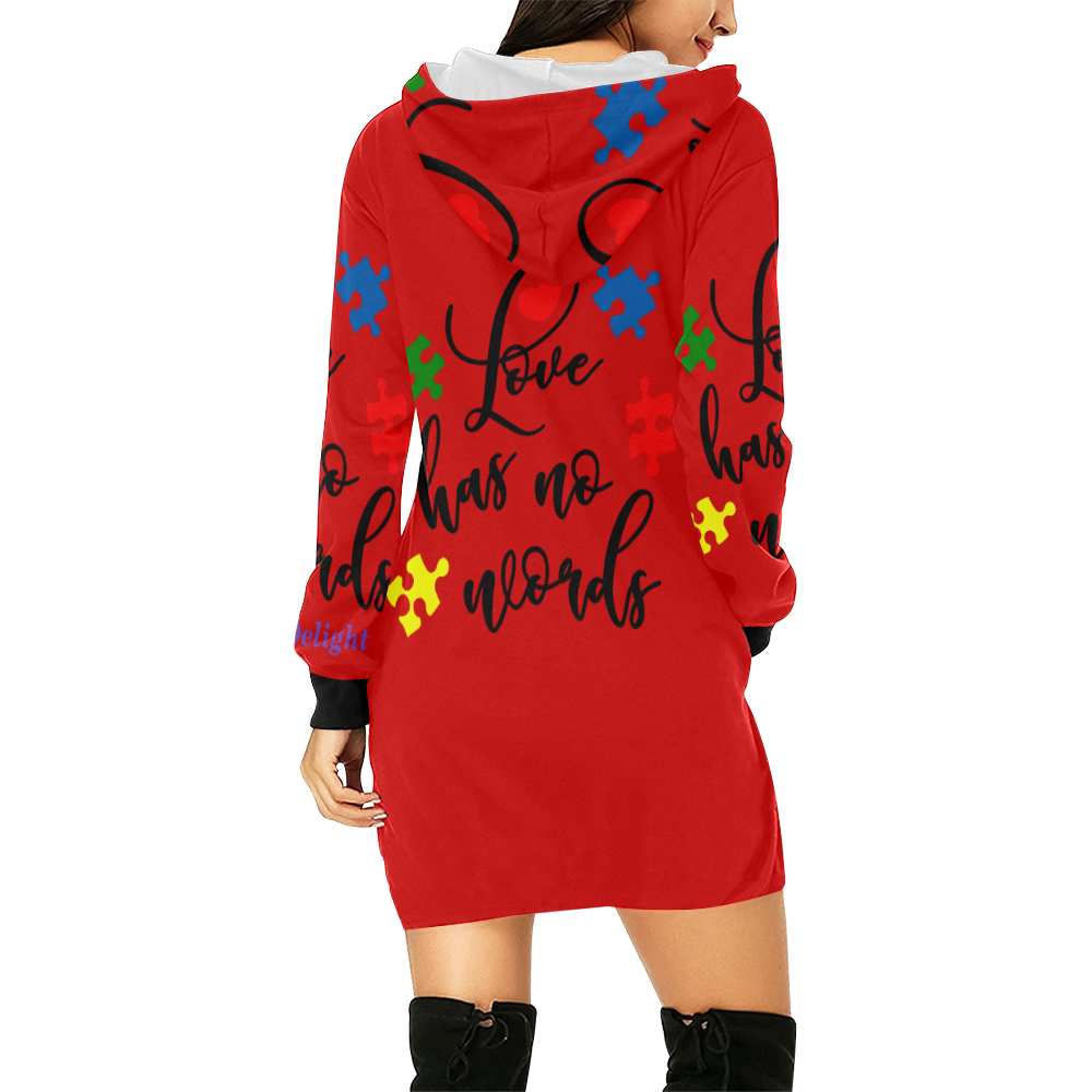 Fairlings Delight's Autism- Love has no words Women's Hoodie 53086E8 All Over Print Hoodie Mini Dress (Model H27)