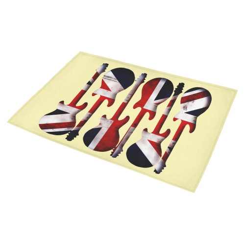 Union Jack British UK Flag Guitars on Yellow Azalea Doormat 30" x 18" (Sponge Material)