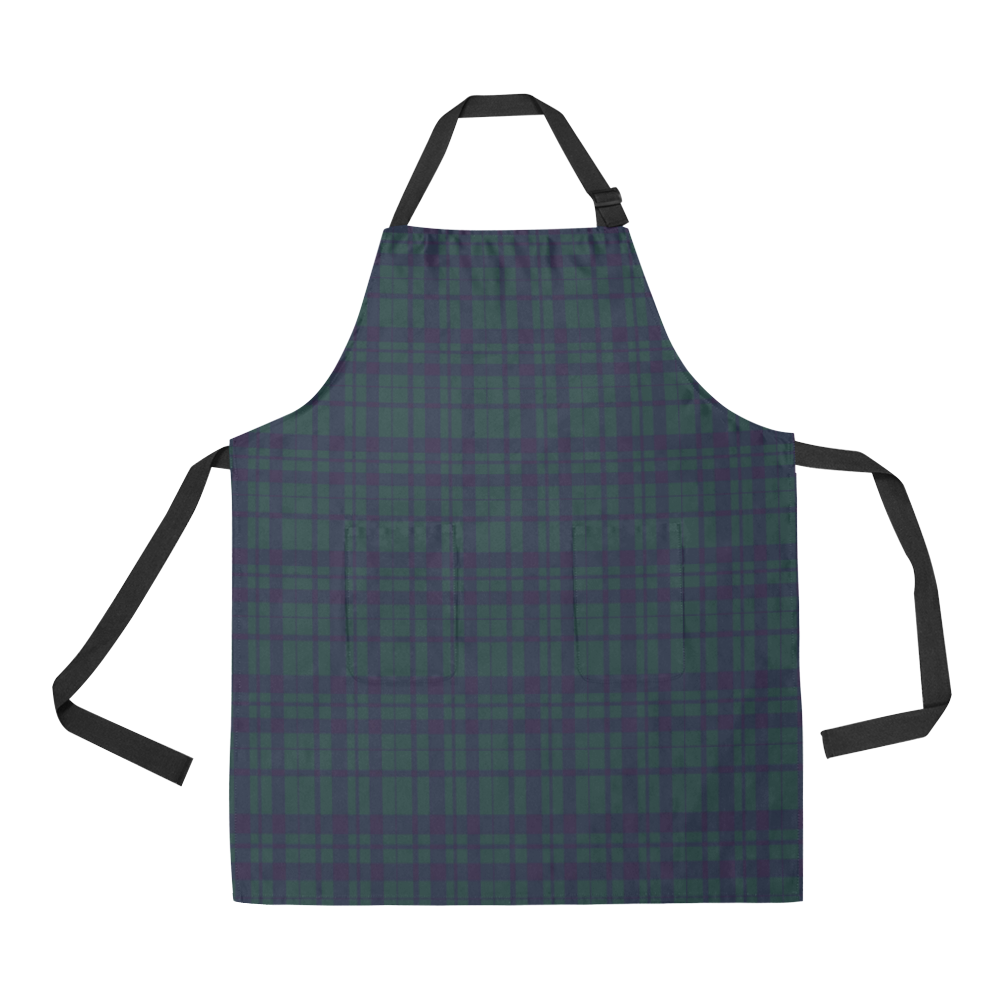 Green Plaid Rock Style All Over Print Apron