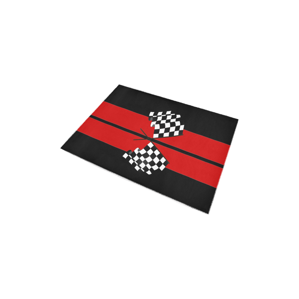 Checkered Flags, Race Car Stripe Black and Red Area Rug 2'7"x 1'8‘’