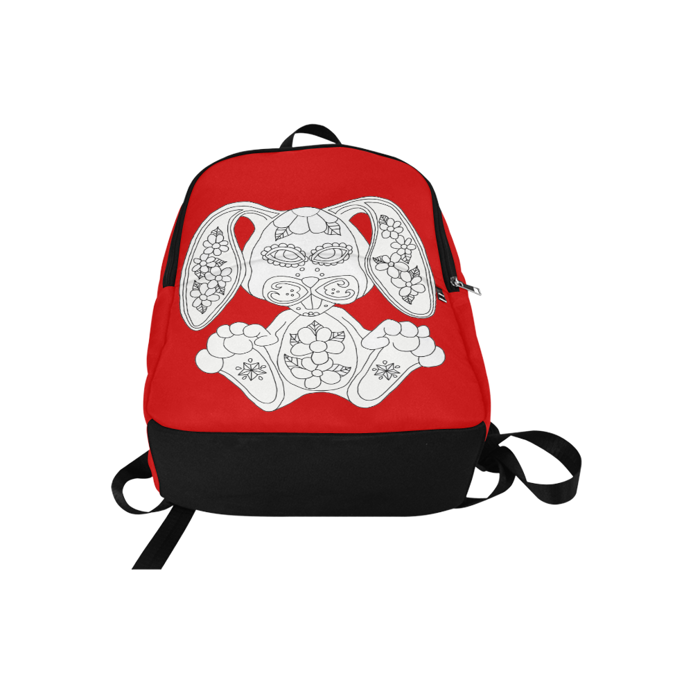 Color Me Sugar Skull Bunny Red Fabric Backpack for Adult (Model 1659)