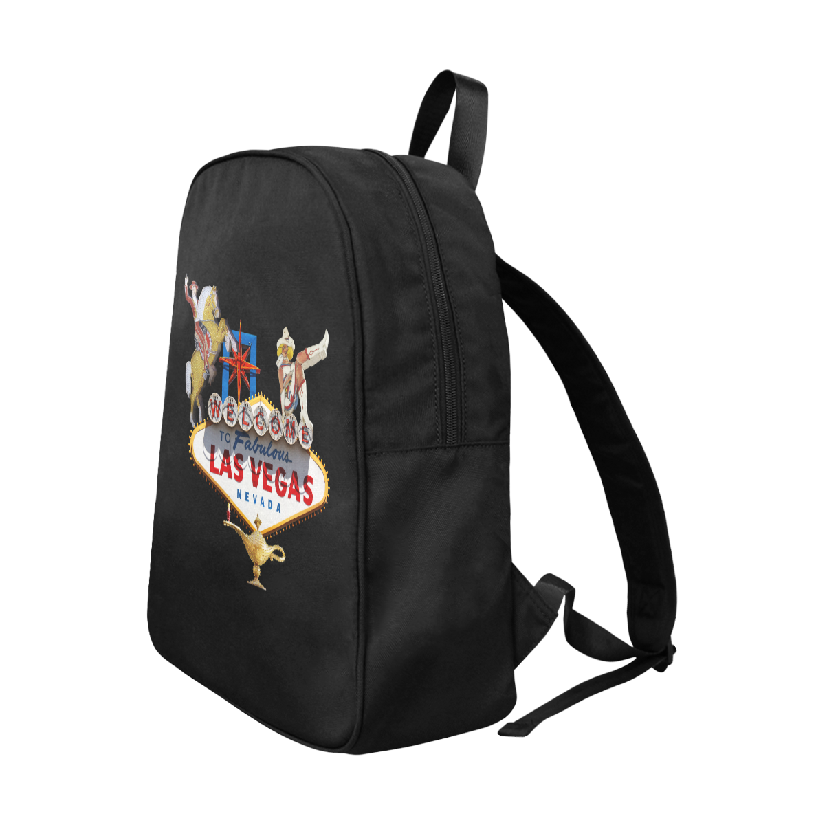 Las Vegas Welcome Sign on Black Fabric School Backpack (Model 1682) (Large)