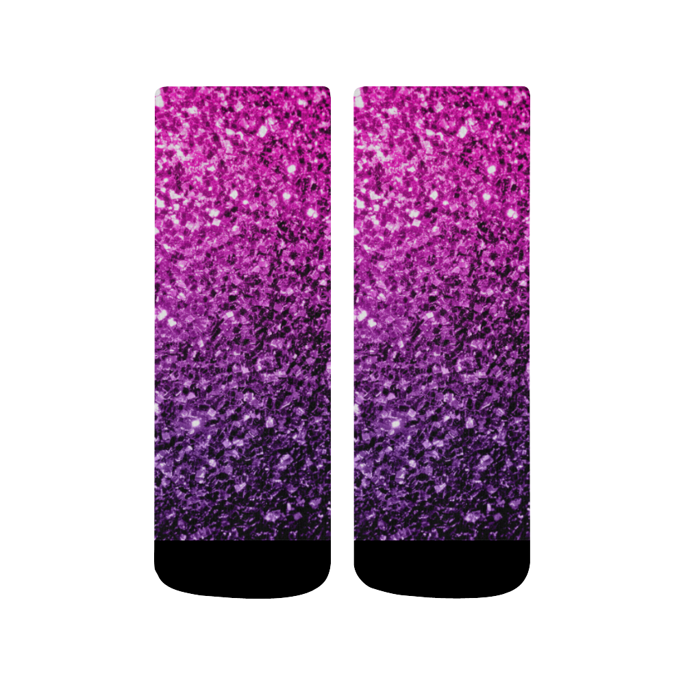 Beautiful Purple Pink Ombre glitter sparkles Quarter Socks