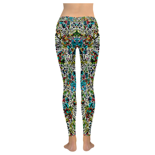 Multicolored Abstract Pattern Women's Low Rise Leggings (Invisible Stitch) (Model L05)