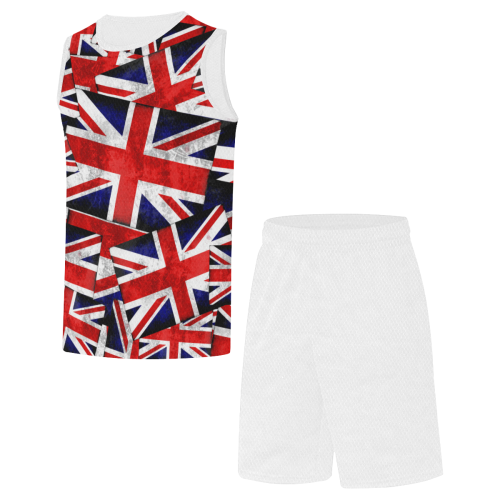 Union Jack British UK Flag - White All Over Print Basketball Uniform