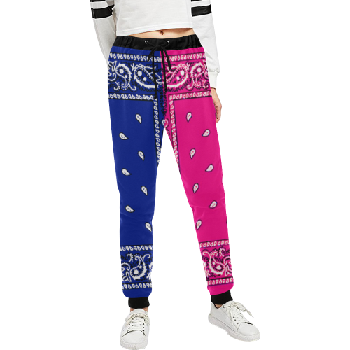 KERCHIEF PATTERN BLUE AND PINK Unisex All Over Print Sweatpants (Model L11)